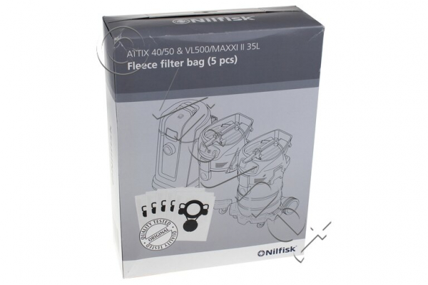5x Nilfisk Original Fleecefilterbeutel ATTIX 40/50 / VL500 / MAXXI II - 35L | 107419592